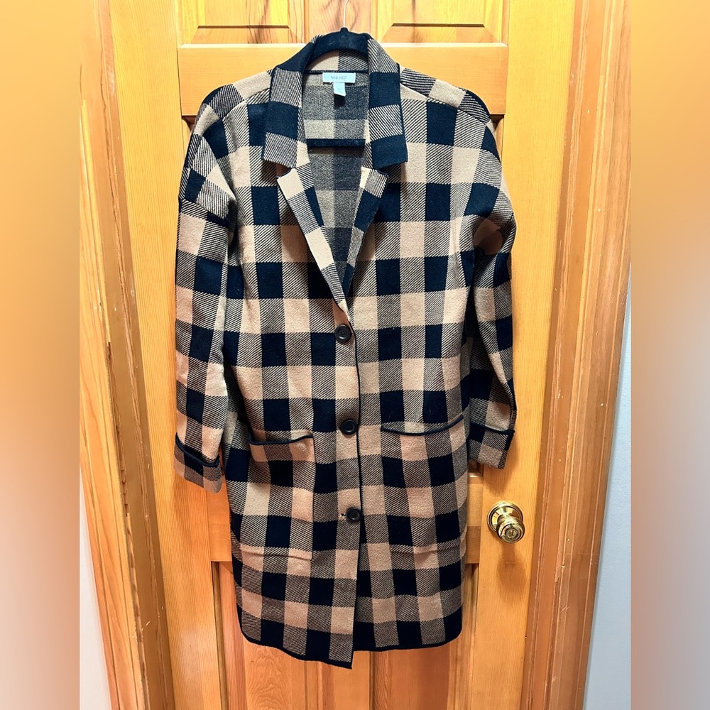 Nine West checkered long cardigan